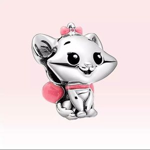 - Disney Marie sterling silverS925 charm with black and pink enamel